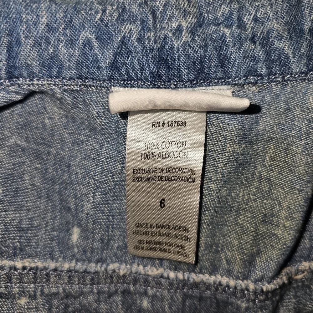 Kids Little Lass Blue Cropped Jean Jacket with Distressed Texture